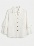 Blusa Crochet Blanca con Volantes Calada — vista frontal