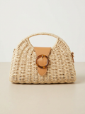 Cartera de rafia con hebilla carey - fondo blanco