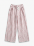 Pantalón de lino a rayas rosa palo, pierna ancha y tiro alto